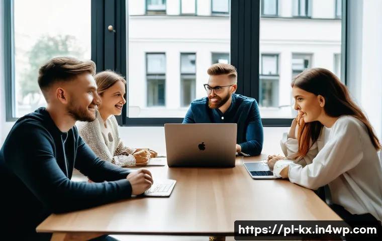 인플루언서와의 협업을 위한 단계적 접근 방법 - A professional influencer marketing meeting scene in a modern Warsaw office, featuring a diverse gro...