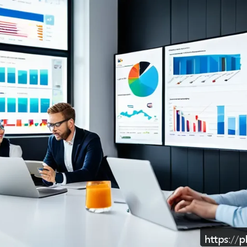 효과적인 인플루언서 협업을 위한 데이터 기반 전략 - A modern marketing office scene showing a diverse team of professionals analyzing social media data ...