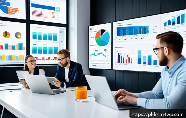 효과적인 인플루언서 협업을 위한 데이터 기반 전략 - A modern marketing office scene showing a diverse team of professionals analyzing social media data ...